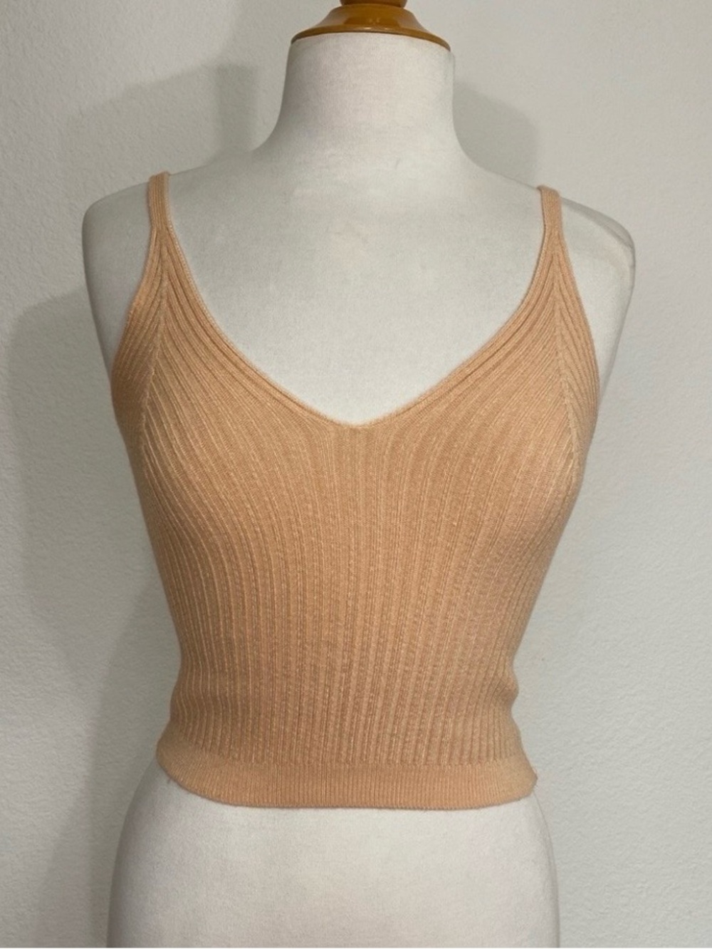 Amante Juniors Nude Ribbed Knit Tank Top Size XS Cottagecore Coastal Minimalist